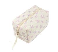 Quilted Makeup Bag 1pcs Cute Bow Quilted Makeup Bag, Portable Travel Essential, Holiday Make Up(Color4)