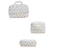 Quilted Makeup Bag 3 PCS Women Quilted Makeup Bag Pattern Cosmetic Handbag with Clutch Pen Case Large Capacity Travel Storage Bags for Women(Color-06)