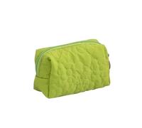 Quilted Makeup Bag Candy Color Makeup Bag Dacron Large Capacity Storage Bag Portable Soft Cosmetic Handbag Women's(Beige)