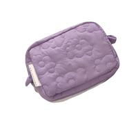 Quilted Makeup Bag Candy Color Makeup Bag Dacron Large Capacity Storage Bag Portable Soft Cosmetic Handbag Women's(Dark Grey)