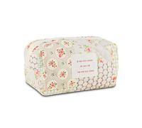 Quilted Makeup Bag Cute Floral Cotton Make up Bag Puffy Coquette Makeup pouch Aesthetic Cute Travel Toiletry Bag for Women Girls, Flower patchwork-S