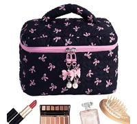 Quilted Makeup Bag, Cute Makeup Bag | Padded Arc Makeup Pouch, Cosmetic Holder Case, Reusable Makeup Storage Organizer, Large Capacity, Black, Se référer au descriptif, Refer to description