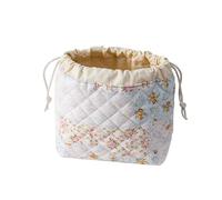 Quilted Makeup Bag Drawstring Cosmetic Bag Coquette Make up Bag Large Cute Floral Cosmetic Bags Aesthetic Travel Toiletry Bags for Women Girls Florals (P)