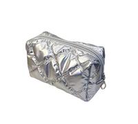 Quilted Makeup Bag High - Style Travel Makeup Bag for Women, Large Capacity, Hand - Held, High - End Cosmetic Organizer(Silver)