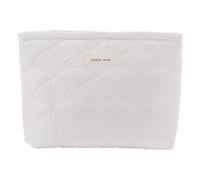 Quilted Makeup Bag, Portable Cosmetic Bag White Cotton Emergency Kit Bag Quilted Cotton Cute Travel Makeup Pencil Pouch with Shell Patterns for Women