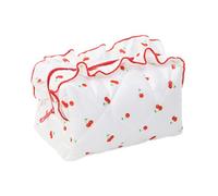 Quilted Makeup Bag,Quilted Makeup Bag,Messy Floral Storage Bag with Zipper, Stylish Makeup Organizer, Portable Travel Makeup Bag for Girls, Women, white us, se beskrivning, Unisex