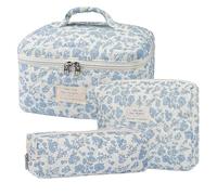 Quilted Makeup Bag Set | 3X Quilted Cotton Cosmetic Bag Set,Large Travel Cosmetic Bag Set for Valentine's Day, Christmas, Birthdays