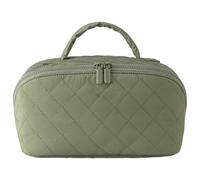 Quilted Makeup Bag with Compartments Cosmetic Bag for Women Shopping (Green)