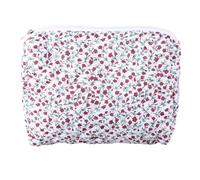 Quilted Makeup Bag with Zipper Flower Print Toiletry Bag Handbag Functional Travel Storage Case Cosmetic Bag for Women
