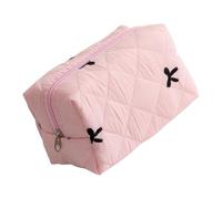 Quilted Makeup Organizer Bowknot Print Elegant Lipstick Holder Cosmetic Bag for Sophisticated Women Elegant Cosmetic Storage Bag