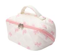 Quilted Makeup Pouch Cosmetic Storage Toiletry Brush Pencil Skin Care | Large Capacity Cute Toiletry Bag Home Organization Outdoor Organization for Travel Office Girls Women Kids House Luggage