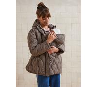 Quilted maternity and post-maternity evolving jacket coat taupe