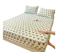 Quilted Mattress Cover Print Bed Cover Thickened Fitted Sheet Home Elastic Mattress Cover (No Pillowcase) for Normal Use(SKing 200x220cm 1pc)