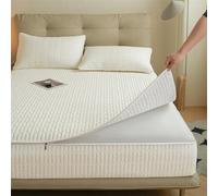 Quilted Mattress Cover Protector, Breathable Zip Up Encasement, Washable, Customizable Fitted Sheet for Single Bed, Dust Mite Resistant, Durable, Soft Fabric