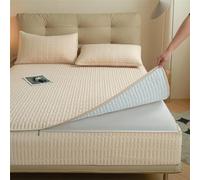 Quilted Mattress Cover Single Bed 90x190 Customizable Mattress Protector Double/King Zip Up Mattress Topper Breathable Zipped Mattress Encasement Anti-dust Washable Fitted Sheet(180x200+25cm,Beige)