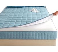 Quilted Mattress Encasement with Zip - Thickened, Mattress Protector Cover 90x190 cm to 180x200 cm, Breathable, Non-Slip, Fits Twin/Full/King & Custom Mattresses(Light Blue,120x190x20cm)