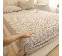 Quilted Mattress Protector Fitted Cover with Stretchable Deep Pocket Breathable Comfort Anti-Slip Dustproof Plush Bed Topper for Twin/Full/Queen/King Size-Khaki||180x200cm/(70.8"x78.7")