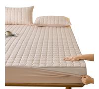 Quilted Mattress Protector King Double Single Bed with Zipper, Closure Full Encasement Covers, Breathable Machine Washable(Beige,160x200x18cm)
