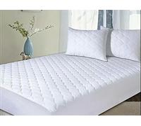 Quilted Mattress Protector, Single Bed, 30 cm Deep Fitted Skirt, Diamond Design, White