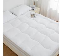Quilted Mattress Topper Kingsize Bed - Extra Thick 4 Inch (10cm) Ultra Soft Microfiber Filling 1200GSM, Breathable Box Stitched with Elasticized Corner Straps - Machine Washable (150 x200)