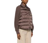 Quilted-panel Knit-sleeve Jacket - female - Brunello Cucinelli - Winter Jackets - Brown - L - Jackets L
