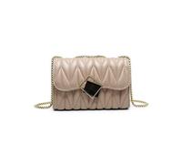 Quilted Pattern 3 Compartments Cross Body Bag JFY Khaki One Size