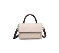 Quilted Pattern 3 Compartments Top Handle Flap Tote Bag JFY Off White One Size