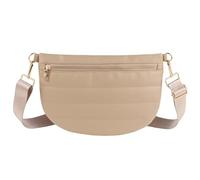 Quilted Puffer Leather Belt Bag for Women Puffer Crossbody Bags Puffy Sling Belt Bag Fanny Pack Bum Waist Chest Shoulder Bag for Women, Apricot, 12''x8'', Strap: 27''-53''