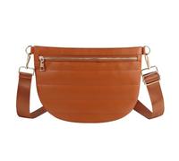 Quilted Puffer Leather Belt Bag for Women Puffer Crossbody Bags Puffy Sling Belt Bag Fanny Pack Bum Waist Chest Shoulder Bag for Women, Brown, 12" x 8"