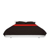Quilted Reversible Bedspread Red Black 170 x 210 cm Microfibre with Cotton Filling, Easy Washable, Breathable, Ideal as a Year-Round Duvet for Bedroom and Cot Bed