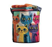 Quilted Round Laundry Basket 55x40cm, Large Capacity Fabric Clothes Hamper, Foldable Storage Basket for Bathroom, Bedroom & Laundry Room, Decorative Laundry Organiser (S)