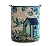 Quilted Round Laundry Basket 55x40cm, Large Capacity Fabric Clothes Hamper, Foldable Storage Basket for Bathroom, Bedroom & Laundry Room, Decorative Laundry Organiser (R)