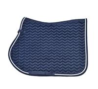 Quilted Saddle Pad with Chevron Pattern, Contoured Design with Rope Trim, Touch Tape Girth Loops, 280g Padding with 10mm Foam, Moisture Wicking Lining (Navy Blue, Large-All Purpose Full)