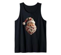 Quilted Santa Head Christmas Patchwork Pattern Folk Art Fun Tank Top