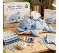 Quilted Sea Animal Tissue Box DIY Kit, Tissue Box Holder Patchworks Sewing Kit, Cute Sea Animal Patchworks Tissues Boxs Cover DIY Kits, Handmade Quilted Animals Craft Sewing Kits, for Adults Beginners