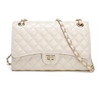 Quilted Shoulder Bags for Women Leather Crossbody Bags Trendy Ladies Clutch Bag Cross Body Purses with Chain Strap, Beige, Classic