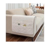 Quilted Sofa Armrest Slipcovers - Non-Slip Couch Arm Covers with Pockets for Furniture Protection(Beige,Set of 1)