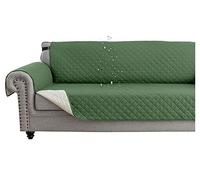Quilted Sofa Cover Waterproof Couch Covers For 1 2 3 4 Seater Cushion Couch Super Soft Washable Slipcover Non-Slip Elastic Straps Dog Pets Proof Thick Furniture Protector ( Color : Dark green , Size :