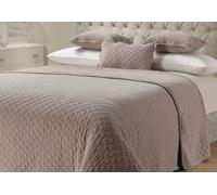 Quilted Stitch Jacquard Velvet Touch Throw Blanket - Bed Throw Sweet Dreams Cream 230cm x 260cm