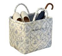 Quilted Storage Basket - 32x26x25cm Large Capacity Fabric Storage Basket, Foldable Floral Organizer Bin For Home, Foldable Polyester Laundry Organizer, Quilted Boxes For Coquette And Clean Girl Room
