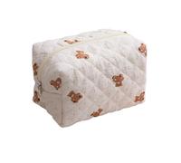 Quilted Storage Makeup Bag 1PC Flower Printed Puffy Quilted Zipper Makeup Bag Storage Organizer Toiletry Handbag Pouch Large Travel Cosmetic(Sky Blue)