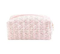 Quilted Storage Makeup Bag Women Padded Organizer Bag Large Capacity Cotton Cute Storage Handbag Zipper Closure Quilted Makeup Female Travel