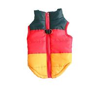 Quilted Striped color block Puffer Vest Coat for Small Pets Dogs and Cats (L, Yellow Red)