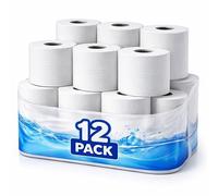 Quilted Toilet Roll - Luxuriously Soft 12 Toilet Paper Tissues Roll - White Tissue Paper Sheets | Bulk Toilet Rolls - Strong and Absorbent Toilet Tissue Mini Rolls 2-Ply-White, Pack of 12 (210 Sheets)