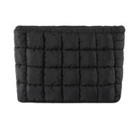 Quilted Toiletry Bag Puffy Makeup Organizer Storage Bag Portable Travel Cosmetic Bag with Zipper Aesthetic Solid Color Pouch Organizer Cute Clutch Bag for Women Girls