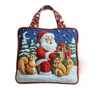 Quilted Tote Bag Christmas Ladies Quilted Handbag Lightweight Foldable Travel Bag Handmade Crochet Embroidered Tote Bags for Shopping Travel Daily Use