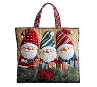 Quilted Tote Bag Christmas Ladies Quilted Handbag Lightweight Foldable Travel Bag Handmade Crochet Embroidered Tote Bags for Shopping Travel Daily Use