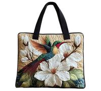 Quilted Tote Bag for Women, Vintage Printed Shoulder Bag Boho Cat Themed Embroidery Reusable Cloth Tote Beach Bag Summer Holiday Work Shopping Handbags for Women (L, Short)
