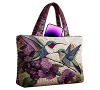 Quilted Travel Bag Bird Flower Pattern Duffle Bag | Quilted Weekender Tote for Women Travelers Busy Moms Students Commuters Office Casual Shopping Weekend Getaways Travel Beach