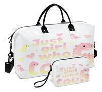 Quilted Travel Duffel Bag Set All-over Printed Convertible Shape Easy Storage for Daily Storage Just A Girl Who Loves